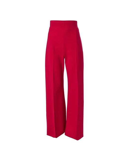 Carolina Herrera Red Diane Wide-Leg Trousers