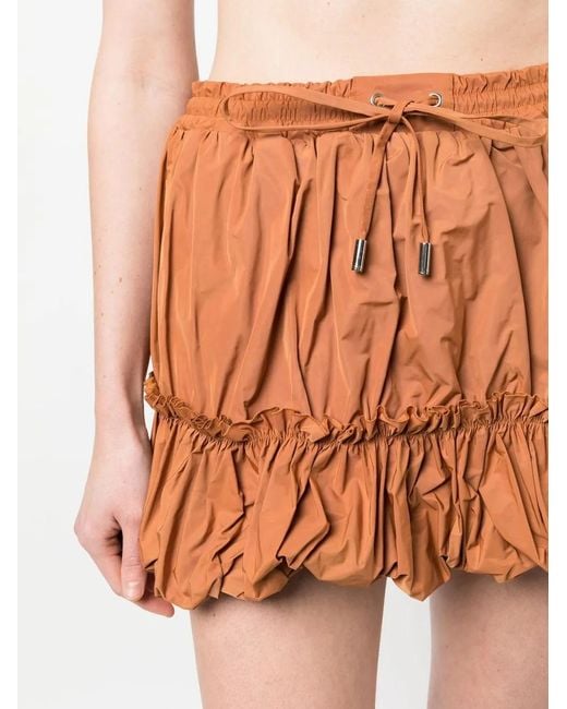 DSquared² Brown Pleated Drawstring Miniskirt