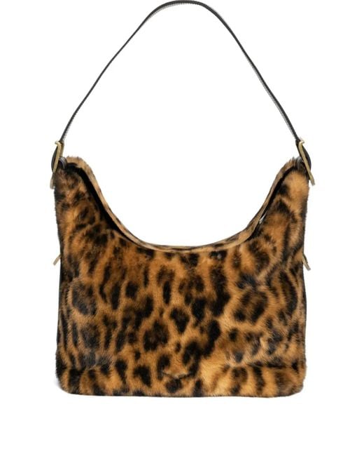 Zadig & Voltaire Brown Schultertasche mit Leoparden-Print