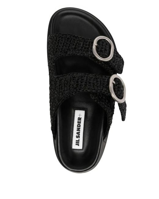 Jil Sander Black Raffia-Effect Sandals