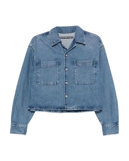 Alexander Wang Blue Ls Cropped Shirt Clothing