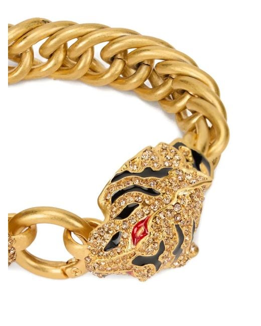 Roberto Cavalli Brown Roar Tiger-Head Chain Bracelet