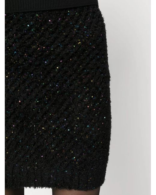 Balmain Black Sequin-Embellished High-Waist Miniskirt