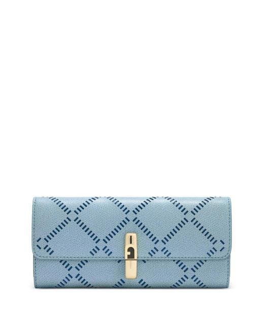 Furla Blue Iride Turnlock Patterned Wallet