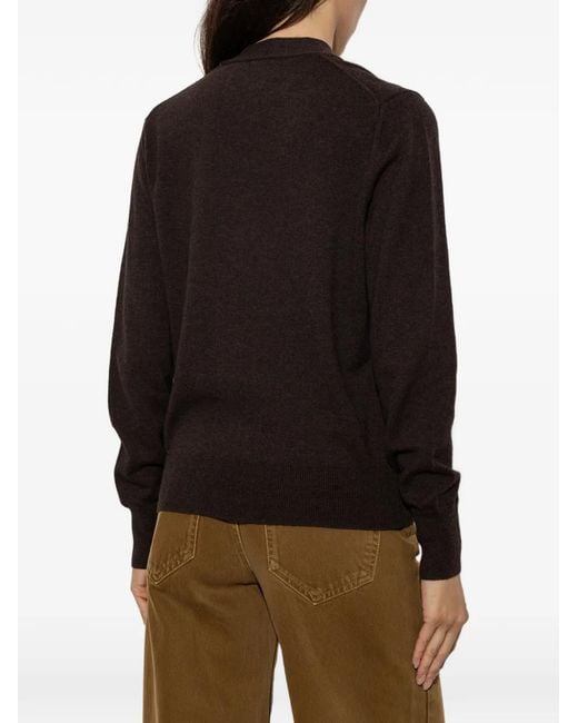 Isabel Marant Black Karina Logo-Patch V-Neck Cardigan