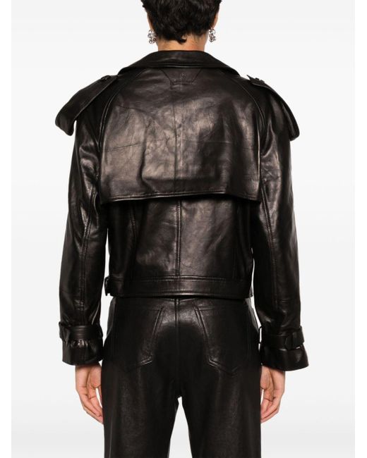 Salvatore Santoro Cropped Leather Trench Jacket in Black | Lyst Canada