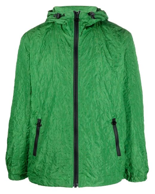 DIESEL Green Crinkled-Finish Windbreaker for men