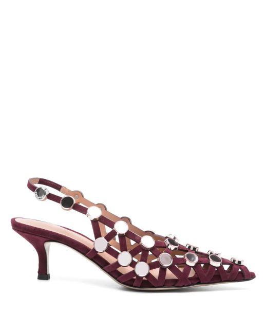 The Attico Pink Grid Pumps Bordeaux