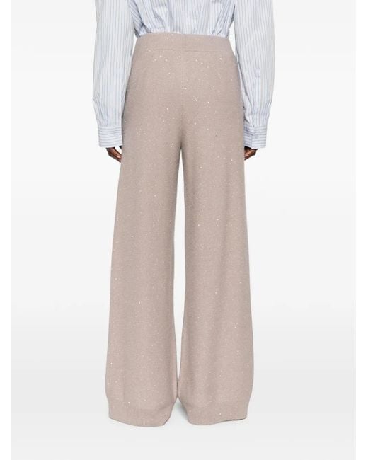 Fabiana Filippi Natural Pantalon En Maille À Sequins