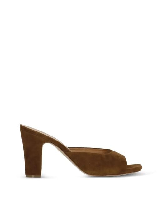 Julie Dee Brown Suede Block-Heel Sandals