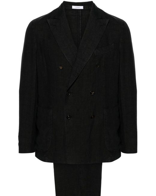 Boglioli Double-breasted linen suit in Black für Herren