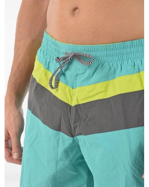 Nike Blue Elastic-Waistband Striped Swim Shorts for men