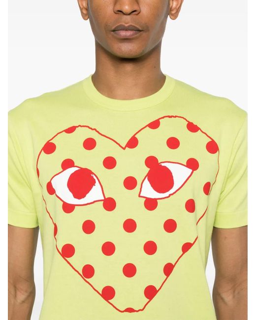 COMME DES GARÇONS PLAY Yellow Logo-Print T-Shirt