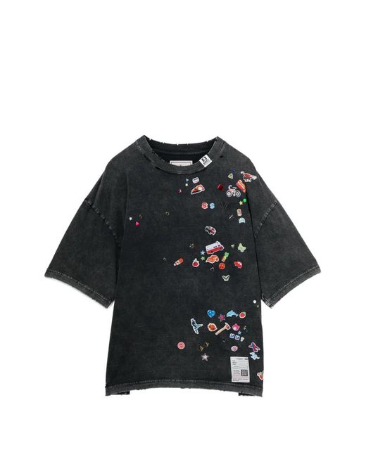 Maison Mihara Yasuhiro Black Kids Sticker Distressed Embellished T-Shirt