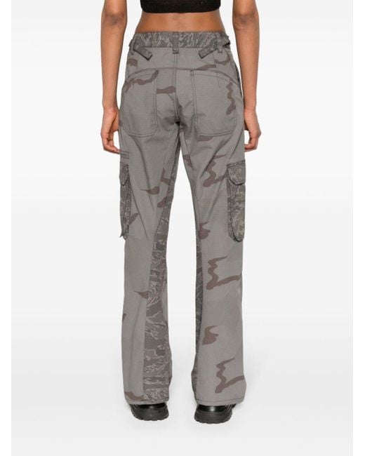 MARINE SERRE Gray Regenerated Camouflage Cargo Pants