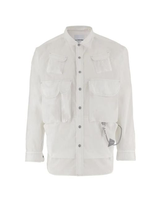 And Wander White Pocket Shirt for men