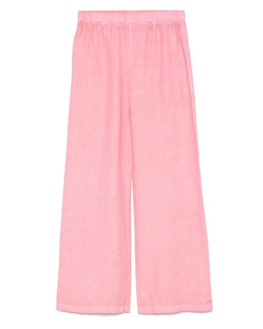 120% Lino Linnen Broek in het Pink