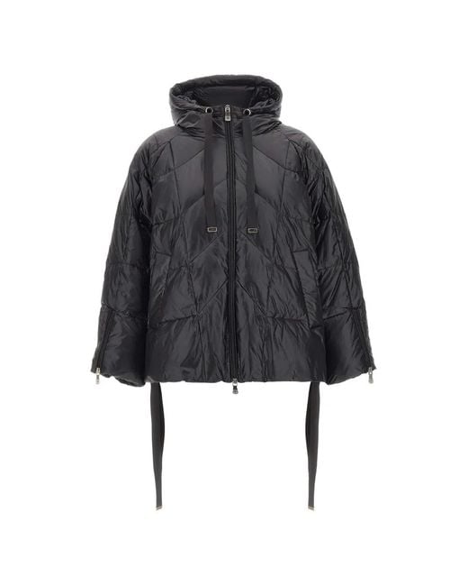 Elena Miro Black Quilted Hooded Puffer Jacket