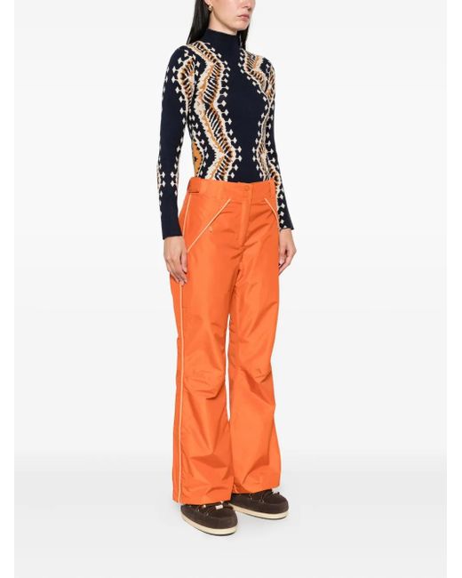 Farm Rio Orange Side-Stripe Ski Pants