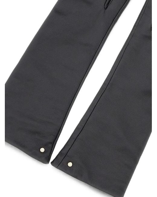 Gianni Chiarini Black Logo-Rivet Leather Gloves