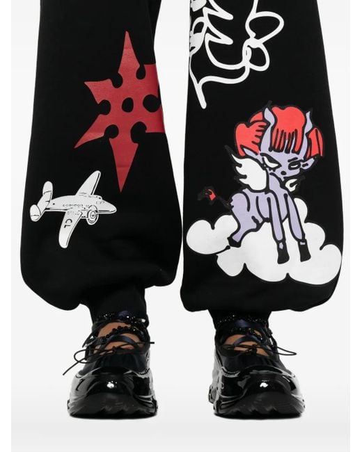 Chopova Lowena Black Jogginghose mit grafischem Print