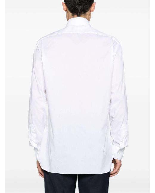 Barba Napoli White Poplin Cotton Shirt for men