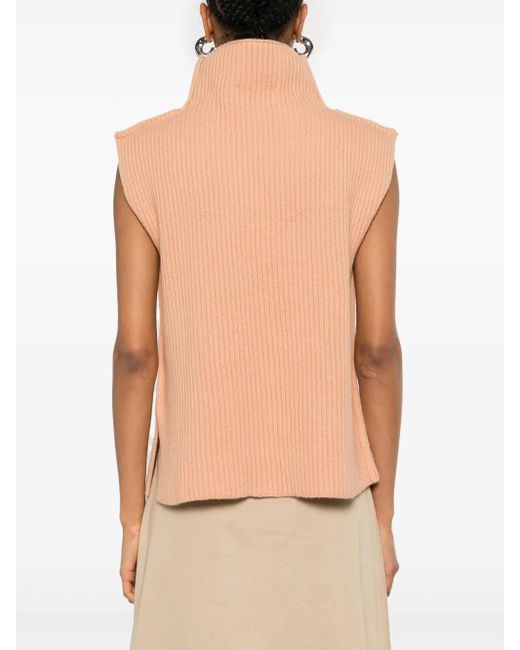 Marni Natural Gilet En Laine À Design Nervuré