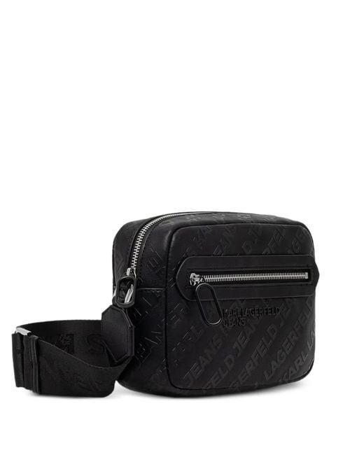 Karl Lagerfeld Black Logo-Embossed Belt Bag for men