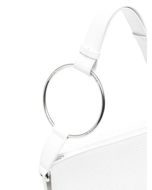 Dondup White Ring-Detail Pebbled Tote Bag