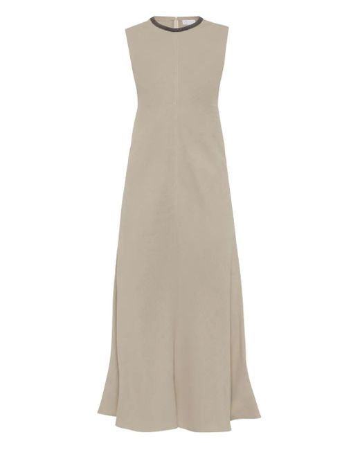 Robe Mi-Longue À Poches Latérales Brunello Cucinelli en coloris Natural