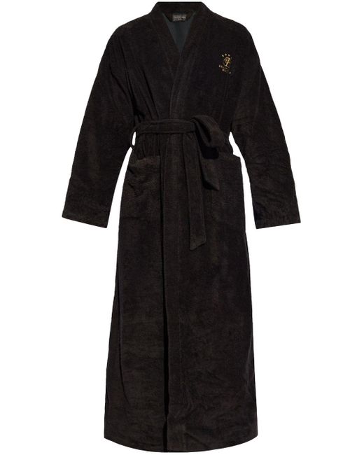 Balenciaga Black Embroidered-logo Wrap Coat for men