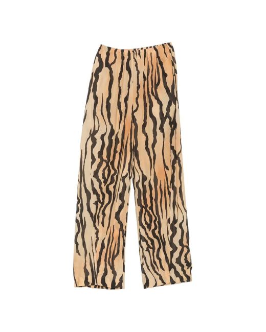 Nanushka White Zoela Tiger-Print Wide-Leg Trousers