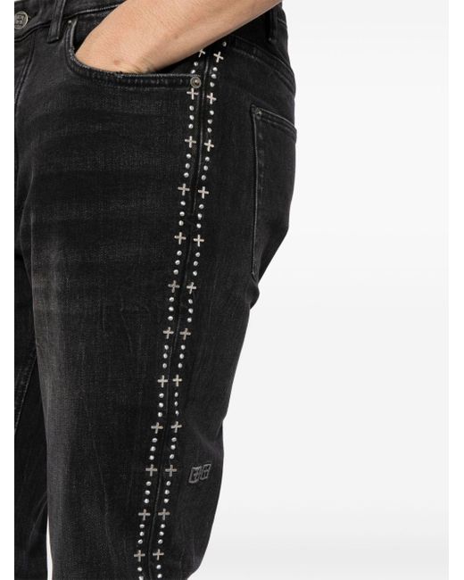 Ksubi Black Studded Straight-leg Jeans for men