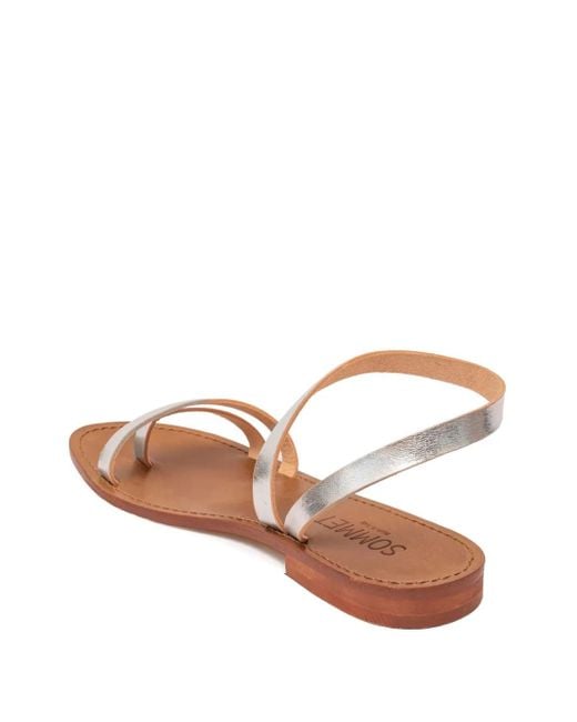 SOMMET White Metallic Flat Sandals
