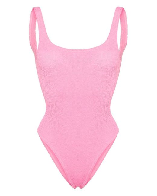 Mc2 Saint Barth Pink Lora Logo-patch Swimsuit