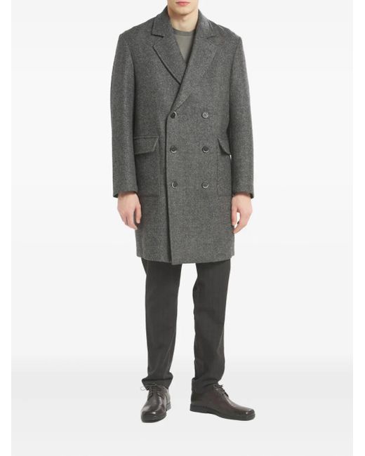 Barena Gray Double-Breasted Coat for men