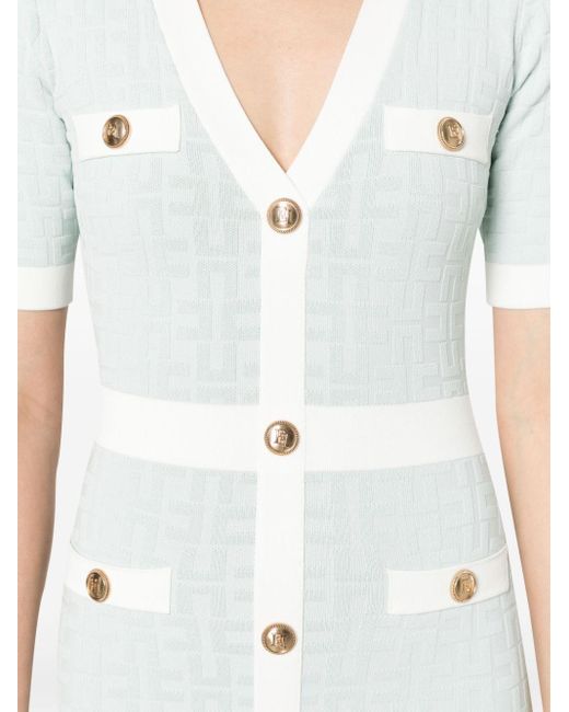 Elisabetta Franchi White Monogram-Jacquard Mini Dress