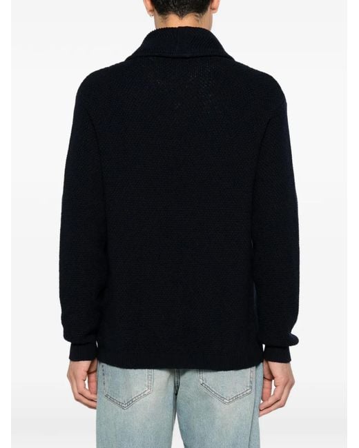 Valentino Garavani Black Shawl-Lapel Button-Up Cardigan for men