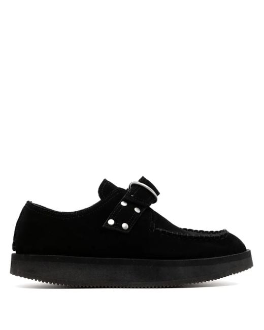 Suicoke Black Suede Apron Toe Loafers
