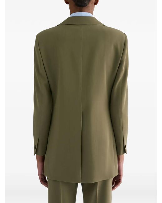 Jil Sander Green Single-Breasted Wool Blazer