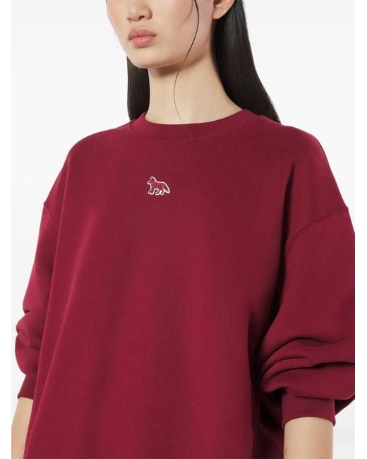 Maison Kitsuné Sweater Met Vossenapplicatie in het Red