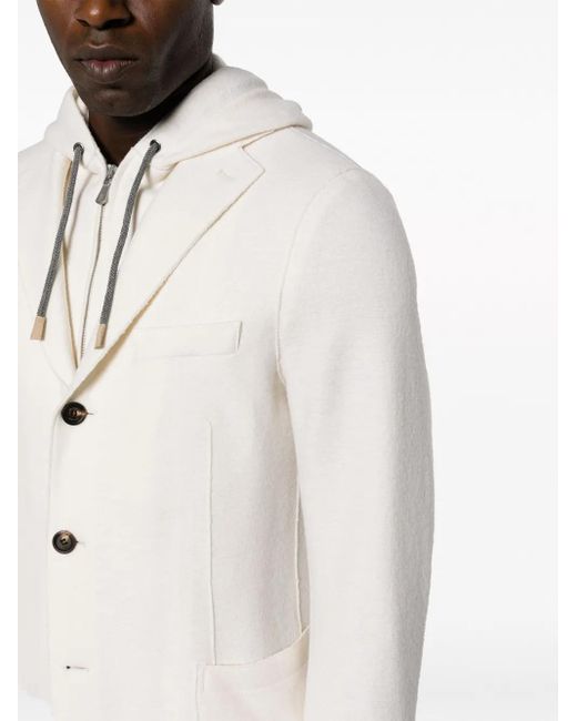 Blazer Monopetto Con Cappuccio di Eleventy in White da Uomo