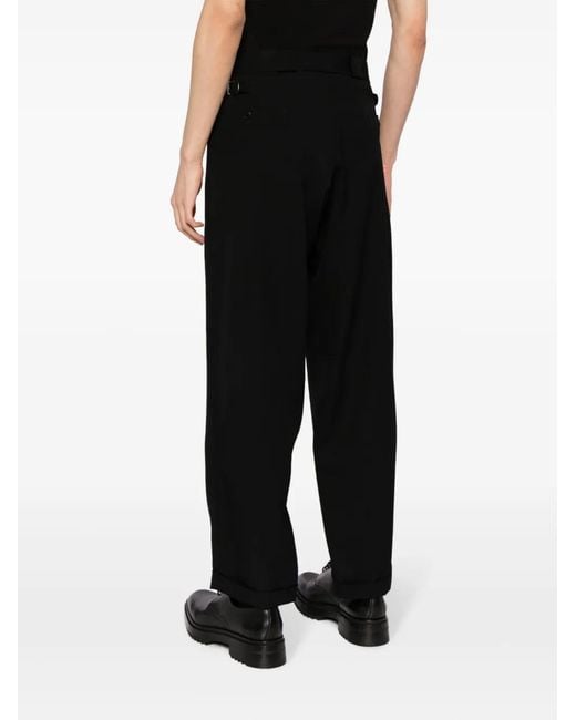 Yohji Yamamoto Black Straight-Leg Wool Trousers for men