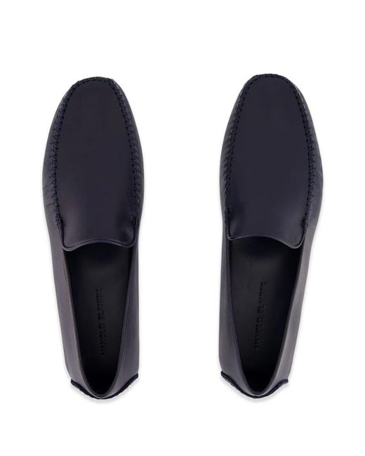 Manolo Blahnik Blue Mayfair Leather Loafers for men