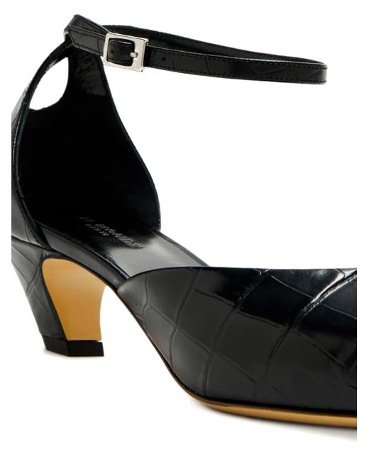 Le Monde Beryl Black 45mm Crocodile-effect Pumps