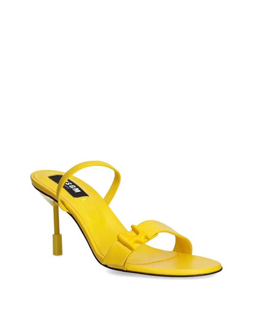 MSGM Yellow 85Mm Logo-Plaque Sandals