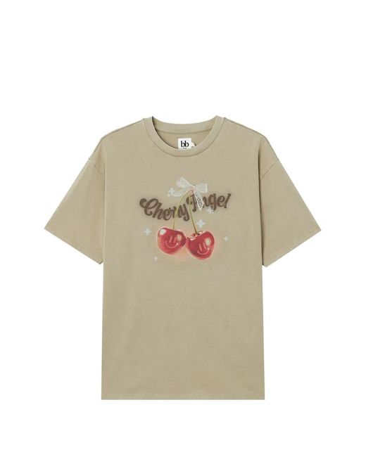 B+ AB Natural Graphic-Print Cotton T-Shirt