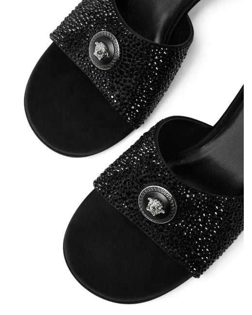 Versace Black 45Mm Alia Medusa Embellished Mules