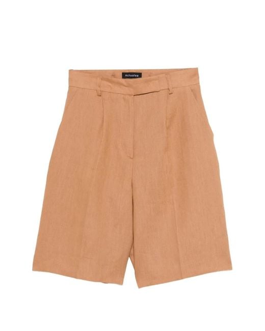 ACTUALEE Natural Pleated Shorts