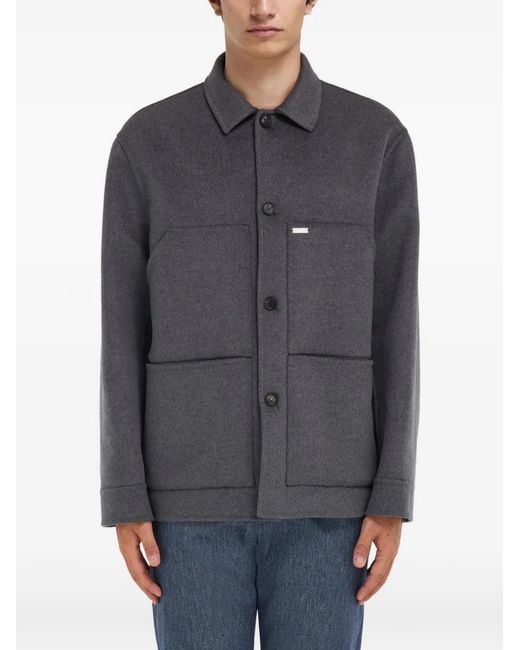 Ferragamo Gray Button Patch Shirt Jacket for men